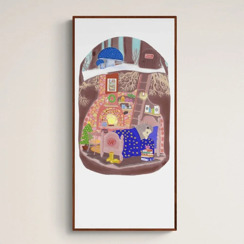Cozy Hedgehog house | Kids Art | Minimalist Digital Prints - Picture 1 of 4